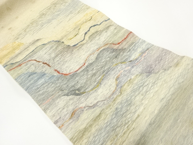 アンティーク　すくい織変わり横段模様織出し袋帯（材料）